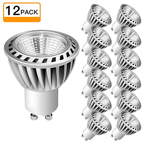 SHINE HAI GU10 Led Light Bulbs 50W Equivalent, 100% Aluminum Reflector 5000K Daylight White, 40 Degree Beam Angle, CRI>85, Non-Dimmable, Pack of 12