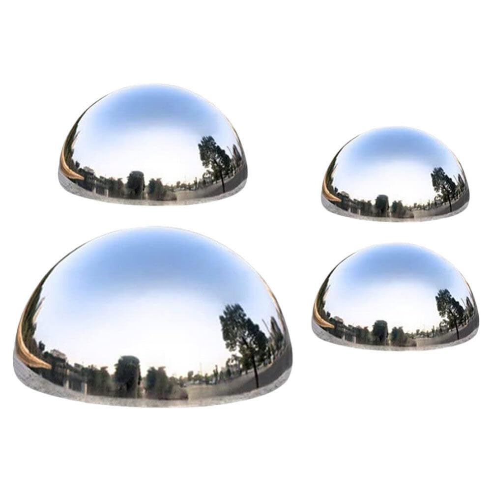 BESPORTBLE Juego de 4 bolas de jardín de acero inoxidable - Espejo de jardín de hemisferio reflectante, elegante decoración de jardín con cristal alto, superficie preciosa para el estilo