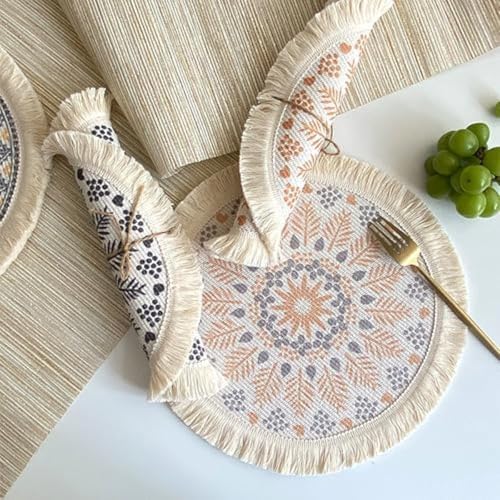 Set de table rond cuir mandala lot de 4 idée cadeau fêtes