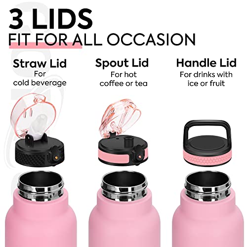 GOPPUS 750ml/26oz Stainless Water Bottle with Straw Double Wall Insulated Bottles with Strap Reusable Vacuum Thermal Flask Leakproof Keep Cold Drinks Bottles with Flip Top Lid for Men Women BPA Free - Image 3
