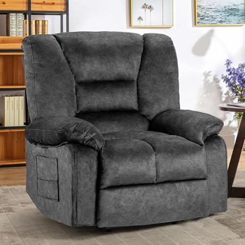 Sillón reclinable tela peluche Gris miniatura 1