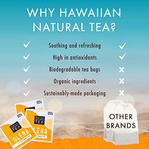 Image of Olena Turmeric Tea, Herbal Green Tea Blend, All-Natural and Antioxidant-Rich Wellness Tea with Ginger and Black Pepper, Vegan and Keto-Friendly, 60 Tea Bags - Hawaiian Natural Tea