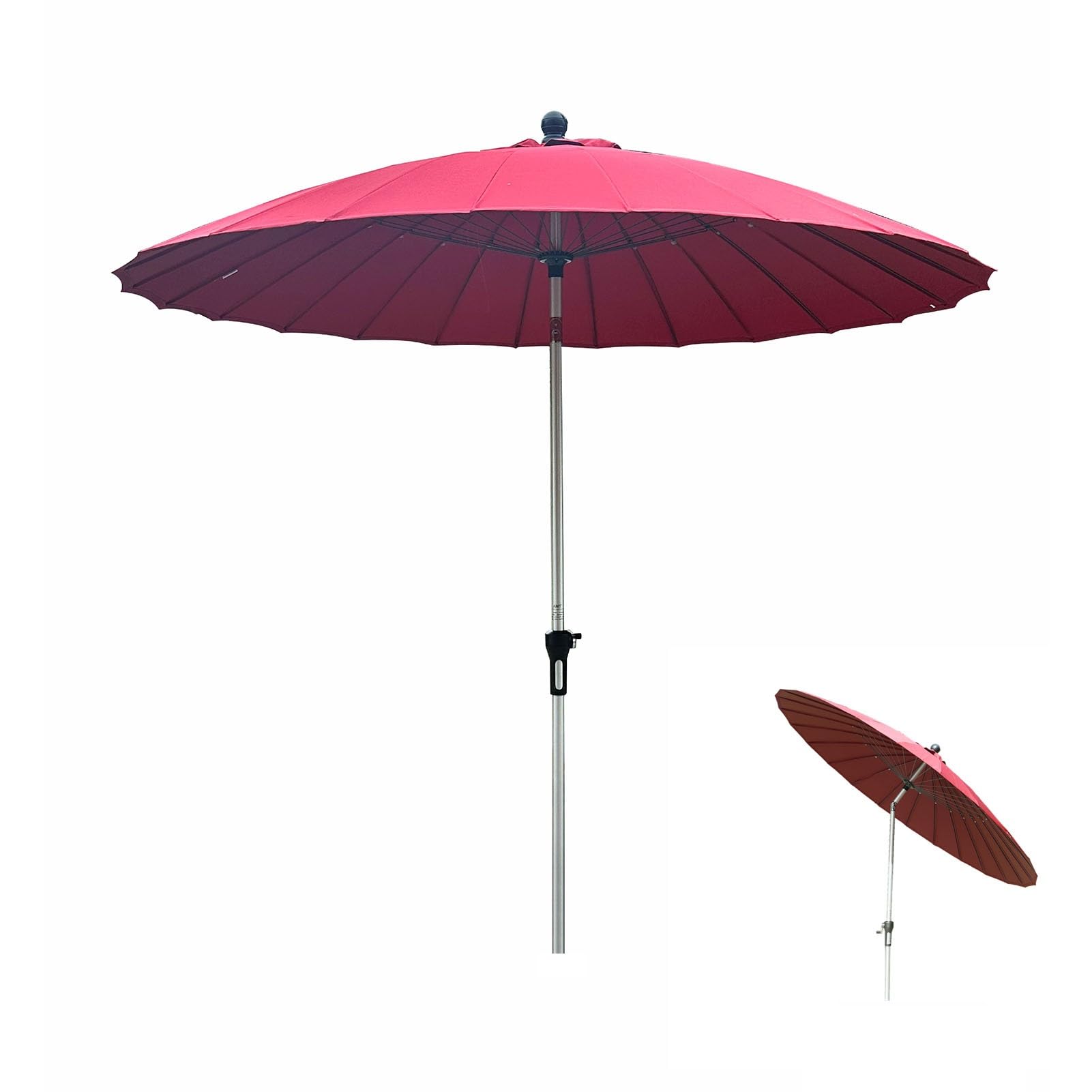WDSOPK 8.2ft/250cm Outdoor Umbrella,Round Garden Parasol with Push Button Tilt and 24 Fiberglass Ribs,Patio Market Sun Umbrella for Terrace Lawn Backyard Pool(A-Red)