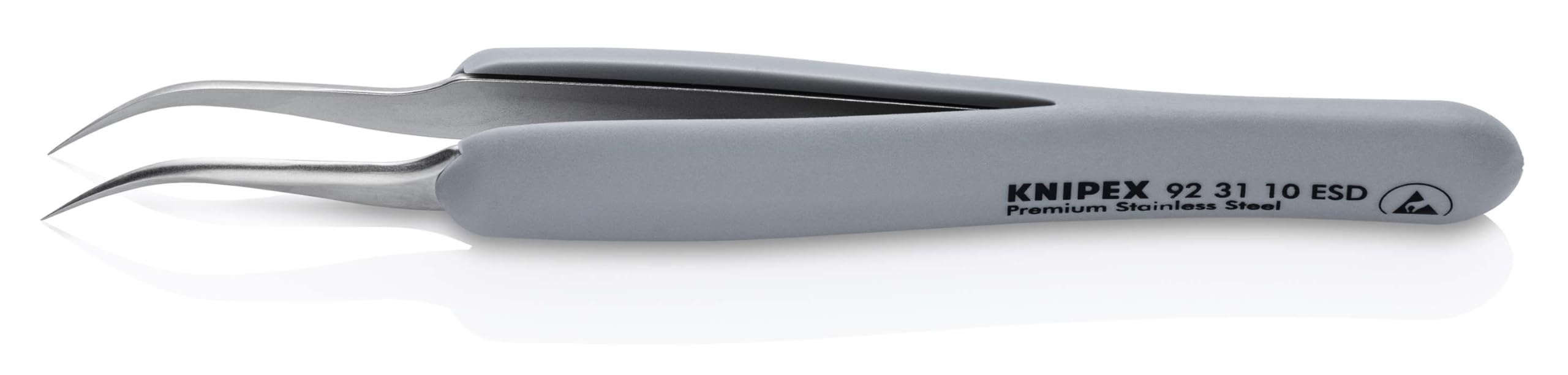 KNIPEX Pęseta precyzyjna z gumowanymi uchwytami ESD Nierdzewna, antymagnetyczna, rozpraszająca ładunki elektrostatyczne 122 mm, 92 31 10 ESD