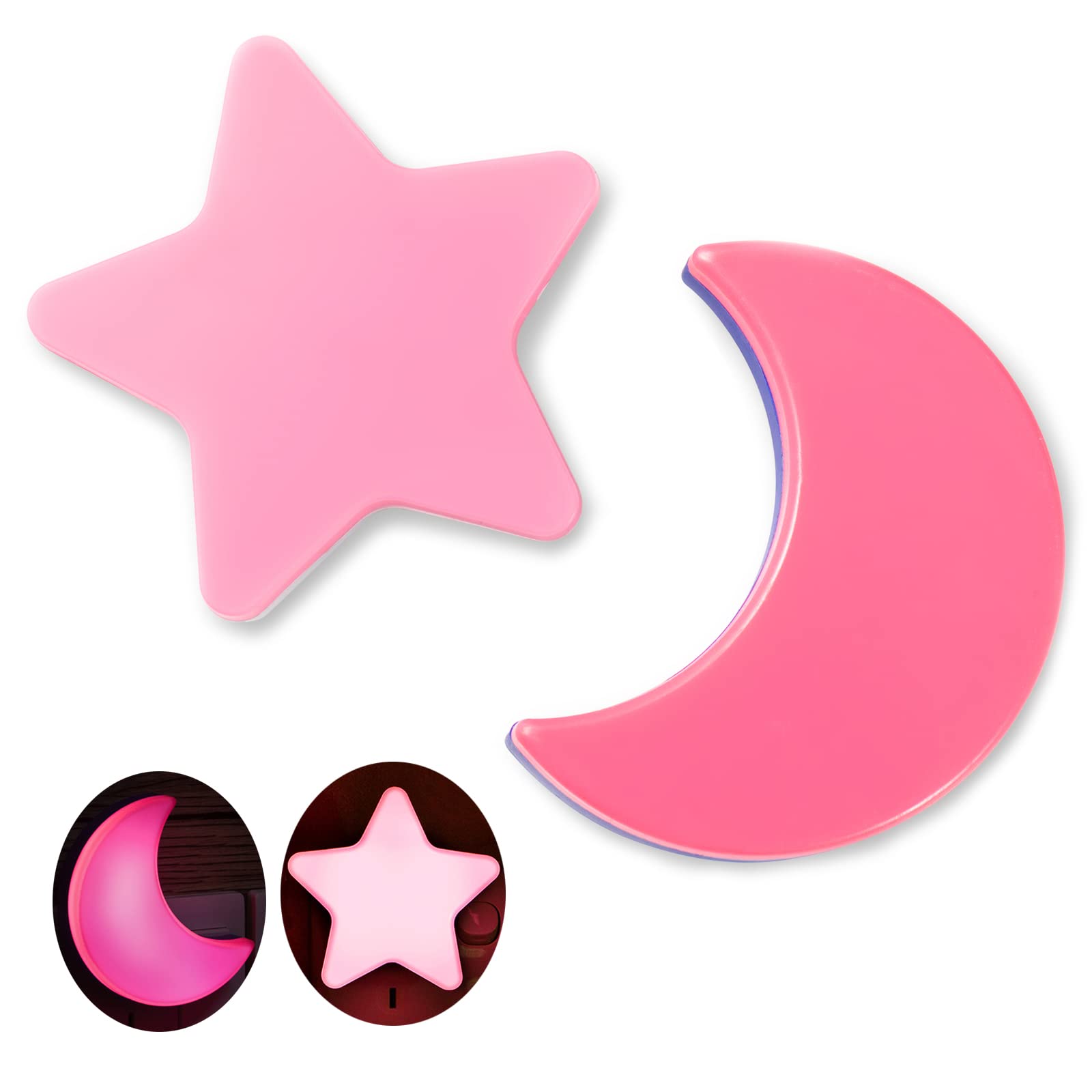DASITON Stars Moon Night Light Plug Into Wall Auto Dusk to Dawn Smart Sensor Night Light Suitable for
