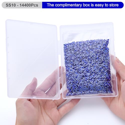 Image of Hotfix Rhinestones Bulk, 14400PCS Dark Blue Hot Fix Rhinestones for Clothes DIY Decoration Crafts, Dark Blue, SS10, 2.7-2.9mm