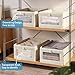 Imagen de Niviy Caja Organizadora Ropa Plegables 2 Piezas Organizadores de Cajones de Lino y Algodón para Ropa Libros y Cosméticos Ideal para Armarios y Hogar Beige 41x28x17CM