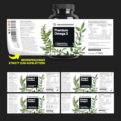 natural elements Premium Omega 3 – 120 Kapseln – GoldenOmega® mit 80% Omega 3 Anteil – in Triglycerid-Form – Laborgeprüft, aufwendig aufgereinigt und aus nachhaltigem Fischfang - ohne unnötige Zusätze 6