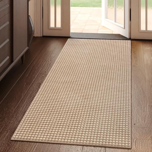 YDKGL 2x4 ft Entryway Rug Indoor Door Mat Non Slip Boho Woven Washable Area Rugs Kitchen Runner Rug Mat Front Entry Rugs Entrance Doormat for Hallway Porch Bathroom Laundry Room Brown 24x48