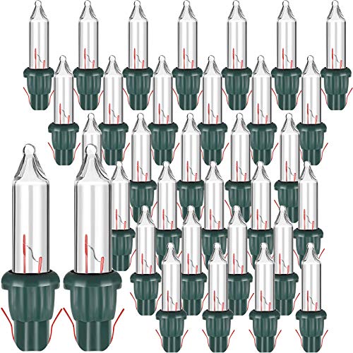 Mudder Christmas Clear Replacement Mini Light Bulbs Incandescent Light Bulbs 3.5 V Mini Glass Lights with Green Base, 0.12 Ampere, 0.43 Watt (200)