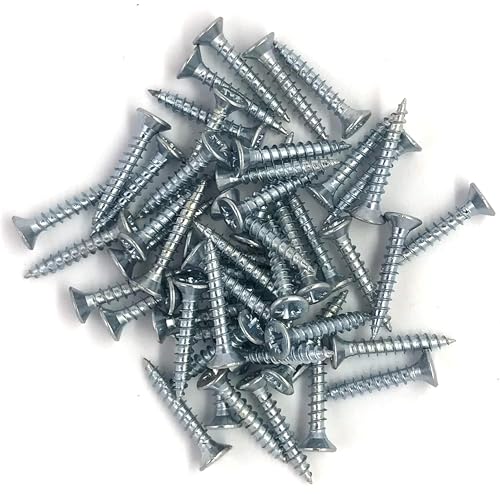 Small Steel Countersunk Wood Screws - Chipboard Screws (Pack of 20) (6mm x 60mm) A05ABC, Silver