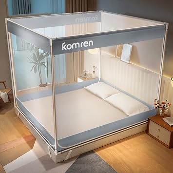 Mosquito Net for Bed, Freestanding Bug Canopy,Grey Queen
