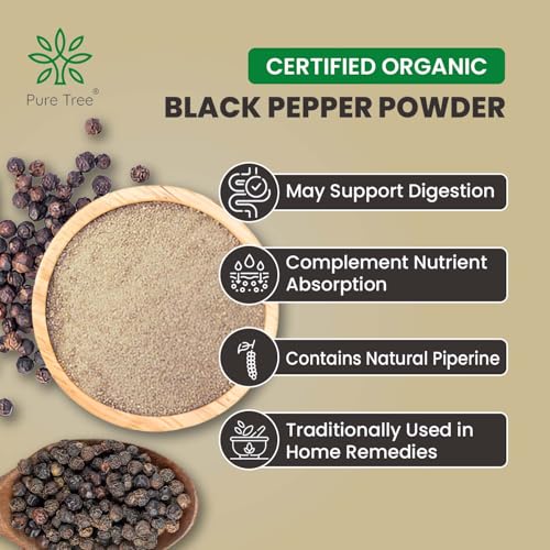 Image of Pure Tree Certified Organic Black Pepper Powder | 1.8 Kg / 1800 g | Kali Mirch Powder | Black Peppercorn Kaali Mirch | Aromatic Black Pepper Seeds Powder | Miriyalu Powder Spices
