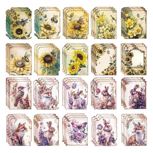Rtxbvg 60 Piezas de Papel de Scrapbooking Vintage, Papel de Decoupage para Muebles, Manualidades, Plantas, Papeles de Aspecto Antiguo