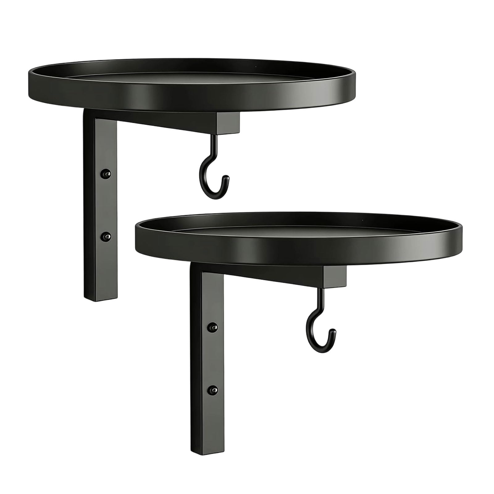 Mensola da bagno per uccelli da parete in metallo Vassoio rotondo con gancio per recinzioni da giardino, decorazione del patio, cortile visitatori piumati Accento da giardino Vassoio da parete da da