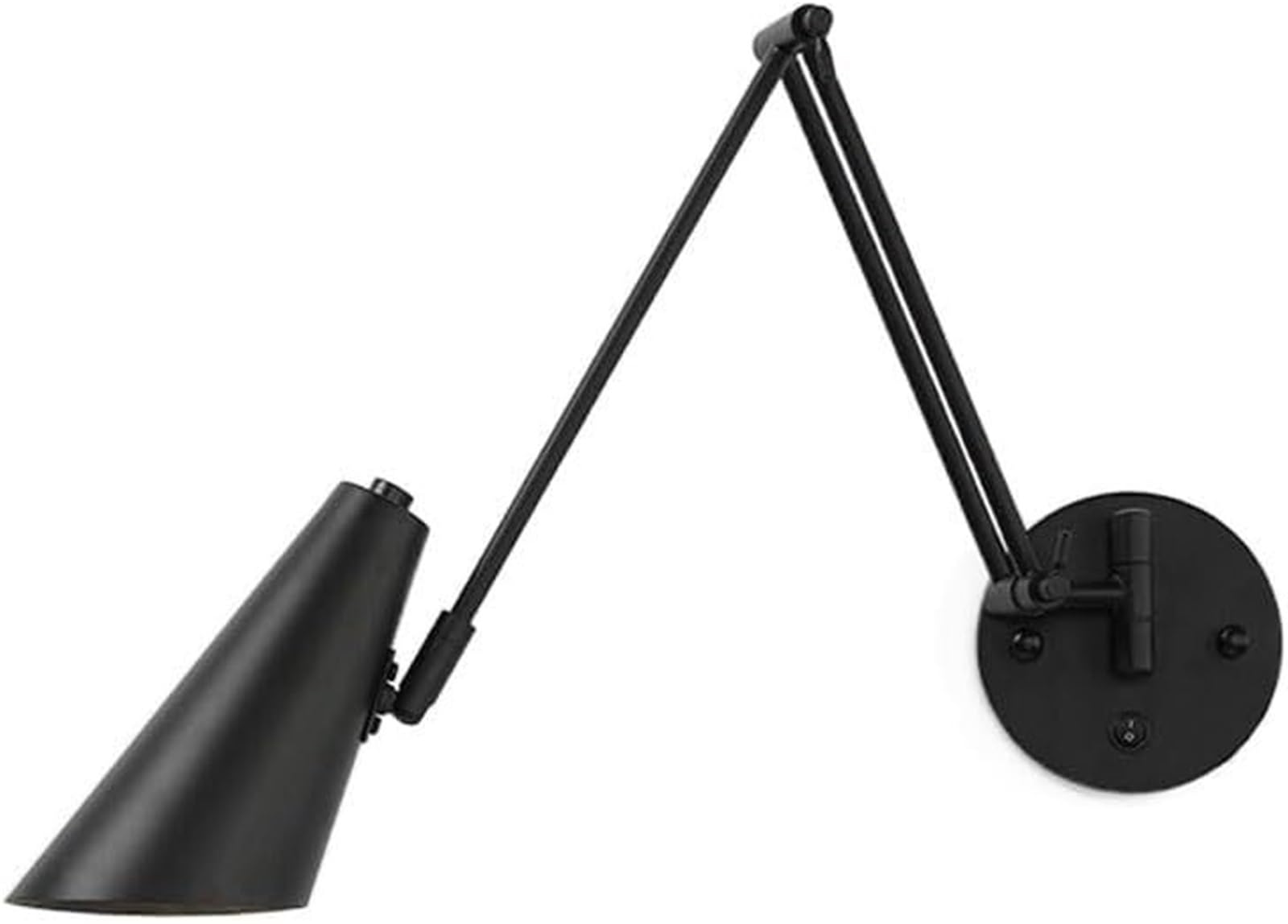 SXSCARKX Vintage Industrial Swing Arm Wall Sconce Dimmable Switch Adjustable Gold Long Mounted Reading Light Black White Farmhouse Hardwire Lamp for Bedroom Bedside Headboard(D,A)