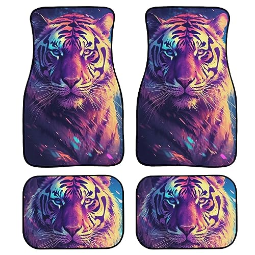 Agoviwo Cool Tiger Graphic Car Floor Mats Set Universal Fit Tapetes duráveis para todos os climas para caminhão, van, SUV