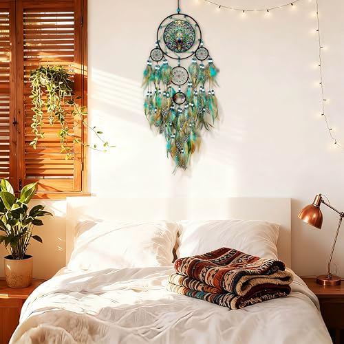 Large Dream Catchers,Dream Catchers for Adults,Dream Catcher Wall Hangings,Peacock Suncatcher,Stained Ornament,Gifts for Women,Lovers,Couple,Friend,Bestie - Image 5