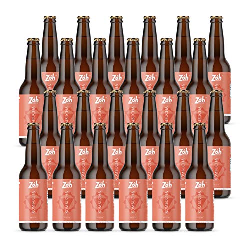 Image of Zoh Probiotics Peach Kombucha | Tea with Living Probiotics, detoxifying acids, and digestive enzymes. Raw, unfiltered, and unpasteurized with Mother. Made with real peaches (330 ml, Pack of 24)