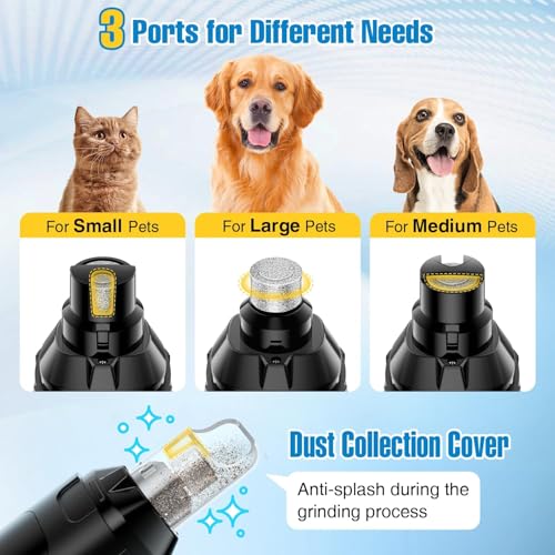 Image of Boltz Dog Nail Grinder, 6-Speed Quiet Electric Pet Nail Trimmer with Dual LED Light, 7000-12000 RPM, Rechargeable Nail Grinder for Small, Medium & Large Dogs, Extra Grinding Head Included