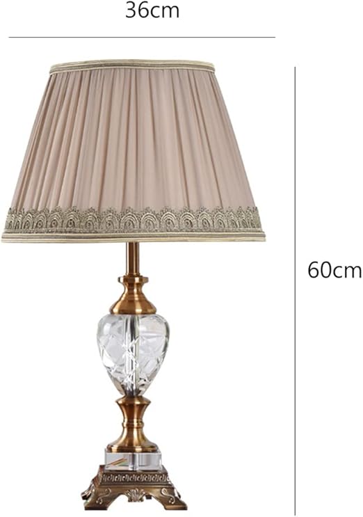 FAZRPIP K9 Crystal Table Lamps Handmade Fabric Lampshade Bedroom Bedside Lamp 60 Cm High Large Table Lamps for Living Room Study Office Desktop Lamp photo 3