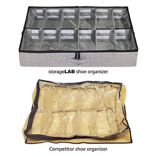 storageLAB-Under-Bed-Shoe-Storage-Organizer-Adjustable-Dividers-Fits-Up-to-12-Pairs-Underbed-Storage-Solution-Grey