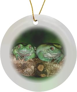 Circle Porcelain Ornament - Australia. Whites Tree Frogs on Log. Australia