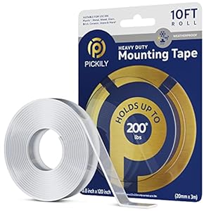 PICKILY Double Sided Tape Heavy Duty – Double Sided Mounting Tape Heavy Duty, Double Sided Tape for Walls, Double Sided Adhesive Tape – Two Sided Mounting Tape, Two Sided Tape, Wall Tape, 10ft Rolls