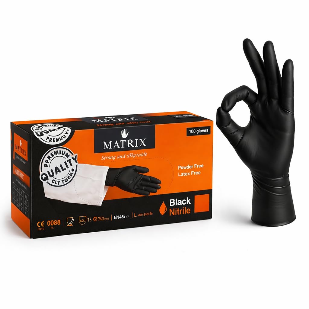 Inoverse Guantes desechables de nitrilo, 1000 unidades (talla M), guantes de nitrilo negros, sin polvo ni látex, guantes desechables para limpieza, cocina y medicina, aptos para alimentos