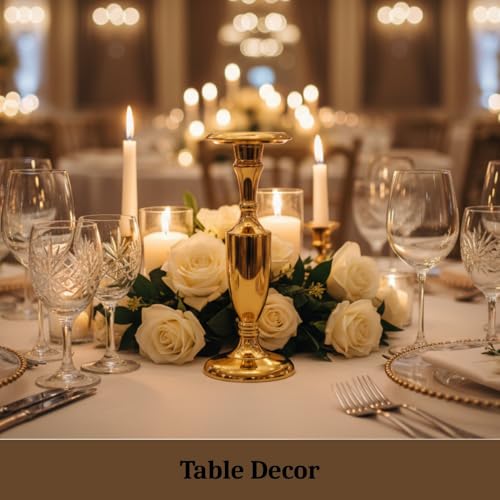 Image of Gold Plated Large Candle Stand /Candle Holder /Modern Design Candle Pillar Candle Holder for Home Decoration (Large (12 inches), Gold)