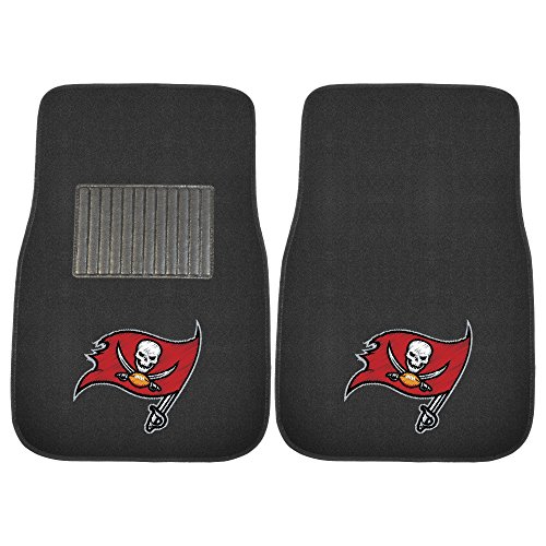 FANMATS 20602 Tampa Bay Buccaneers 2-Piece Embroidered Team Logo Car Mat Set, Front Row Automotive Floor Mats