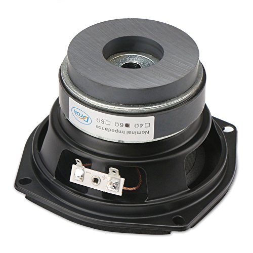 Image of DROK 4.5 inch 6 Ohm Hifi Subwoofer Speakers Stereo Audio Loudspeaker, 40W Dual Magnetic Loudspeaker with Good Bass for Audiophiles DIY Desktop Computer Speakers, Great Replacement for Sound System
