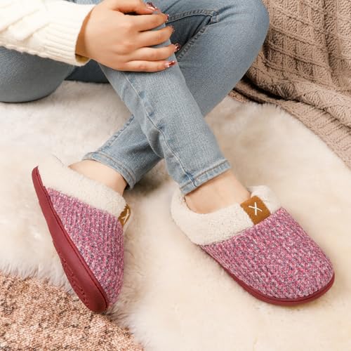 Image of ULTRAIDEAS Women's Indoor Bedroom Slipper with Memory Foam, Gift for Women, Wool-Like House Shoe with Anti-Skid Rubber Sole for Ladies