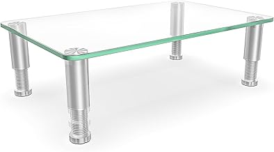 Clear Computer Monitor Stand with Adjustable Height Multimedia Desktop Stand for Flat Screen LCD LED TV, Laptop/Notebook/Xbox One