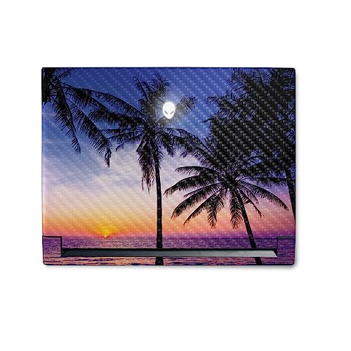 Image of MightySkins Carbon Fiber Skin Compatible with Alienware M18 R1 (2023) Full Wrap Kit - Palm Sunrise | Protective, Durable Textured Carbon Fiber Finish | Easy to Apply & Change Styles | Made in The USA
