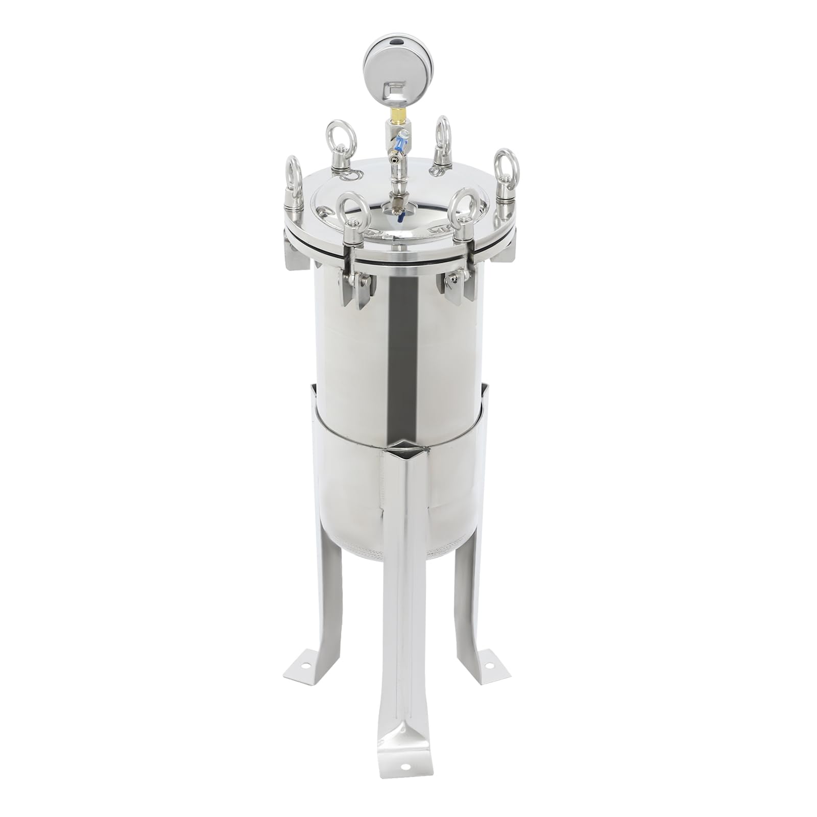 Carcasa de filtro de bolsa de acero inoxidable 304, filtro de agua para separación sólido-líquida, filtro de calcetines industrial con manómetro, superficie de filtro de 0,09 m², NPT 3/4 pulgadas