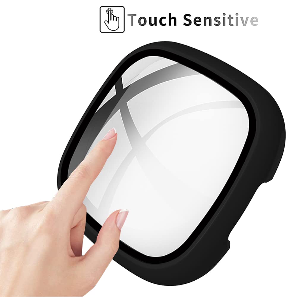 Acadeny [2 Pezzi] Custodia Protettiva TPU Per Fitbit Versa 4 / Sense 2 - Protezione Schermo, Nero - 4