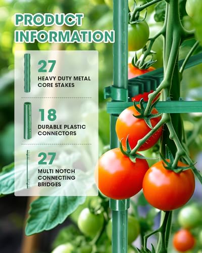 Gaiola de tomate – 3 pacotes de gaiolas de tomate para jardim, suporte de estacas de treliça de toma