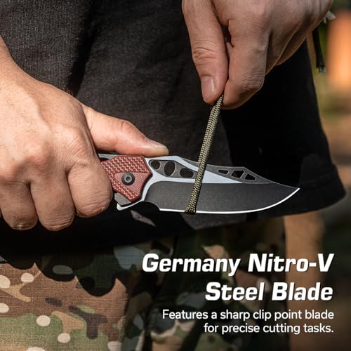 Image of CIVIVI Pocket Knife for Men, Biophase Flipper Tactical Folding Knife, 3.48 inch Nitro-V Blade Aluminum with G-10 Handle, Lightweight Skeletonized EDC Knife for Camping Hunting, C23083C-1 (Burgundy)