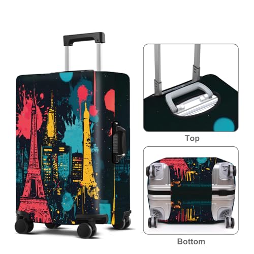 Luggage Cover Washable Suitcase Protector Anti-scratch Suitcase cover Fits 20-34 Inch Luggage (Tower-4, XL(32-34inch suitcase))2