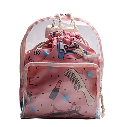 Yingfeg Bb Y001 Clear Bag See Through Book Bag Transparent School Backpack Security Stadium Bags Beach Bag W/Purse cover