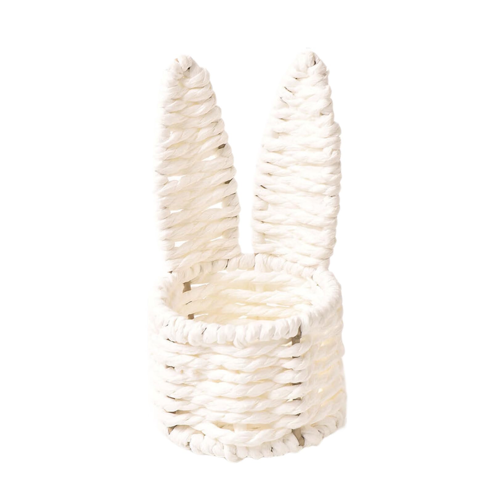 Tsophreniq Rabbits Ears Design Hand Woven Basket Miniature Size for Storing Easter Eggs Candy Home Organization Supplies Rabbits Ears Basket