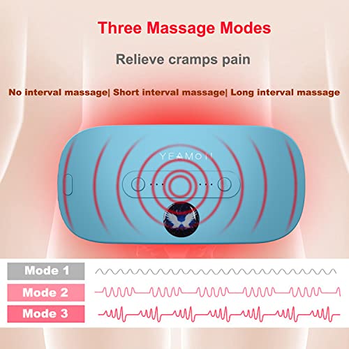 Image of Portable Cordless Fast Heating Pad, Electric Waist Belt Device with 3 Heat Levels and 3 Massage Modes, Back or Belly Heating Pad for Women and Girl