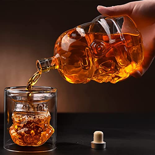 Whiskey Decanter Set With 2 Glasses, Transparent Creative Flask Carefe, Whiskey Carafe For Wine, Scotch, Bourbon, Vodka, Liquor - 750Ml Birthday Gift For Men(Extra Large) #TOP3