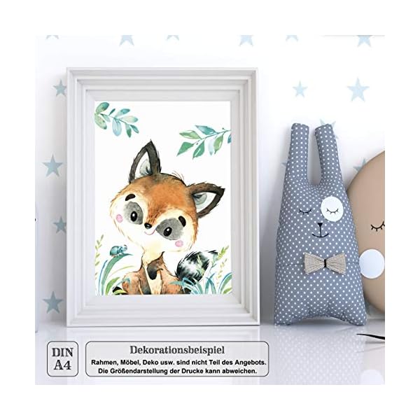 LALELU-Prints | A4 Bilder Kinderzimmer Deko Mädchen Junge | Zauberhafte Wald-Tiere | Poster Babyzimmer | 6er Set… – Bild 8