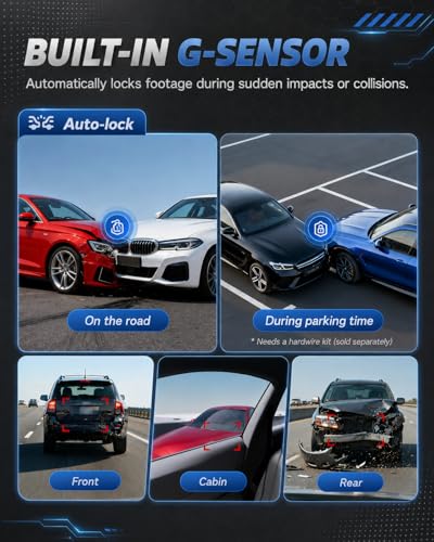 Image of 3 Channel 4K+4K+1080P Dash Cam Front and Rear with Cabin, Free 128GB Card, WiFi Up to 21MB /s, IR Night Vision, Starlight Night Vision, G-Sensor, 24H Parking Mode, Support 512GB Max, Clip