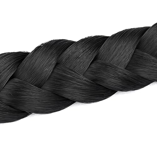 Diguan 2 Strands Synthetic Hair Braided Headband Classic Chunky Plaited Braids Elastic Stretch Hairpiece Women Girl Beauty Accessory, 54G (Deep Brown) #TOP1