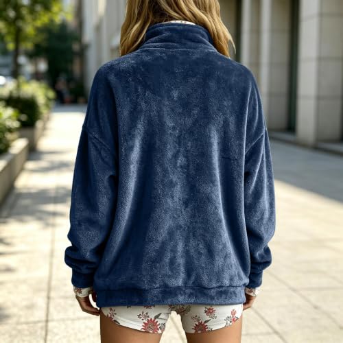 Quarter Zip Pullover Women Fleece Long Sleeve Flannel Comfy Sweatshirts - image 8