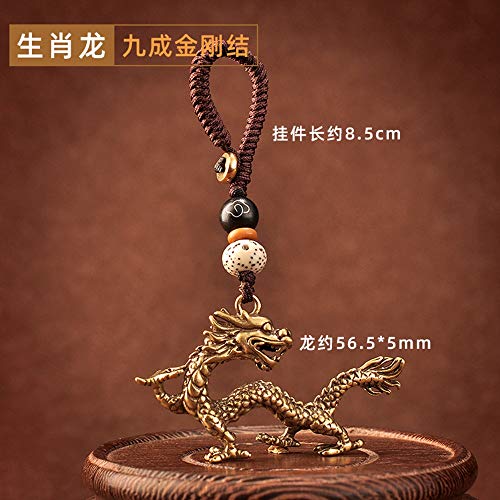 Preisvergleich Produktbild Scge Messing Schlüsselbund Sternzeichen Anhänger Anhänger für Männer und Frauen Autos Hochwertiges massives Kupfer 12 Horoskop Anhänger, Sternzeichen Drache + Jiucheng Diamant Knoten