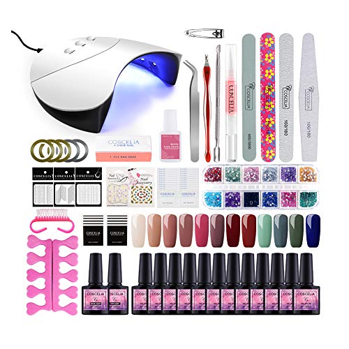 Gel Nail Gel Polish Starter Kit Saint-Acior 36W LED Dryer UV Lamp 12 Colors Soak Off Gel Polish Kit Top Coat Base Coat Manicure Tools Set